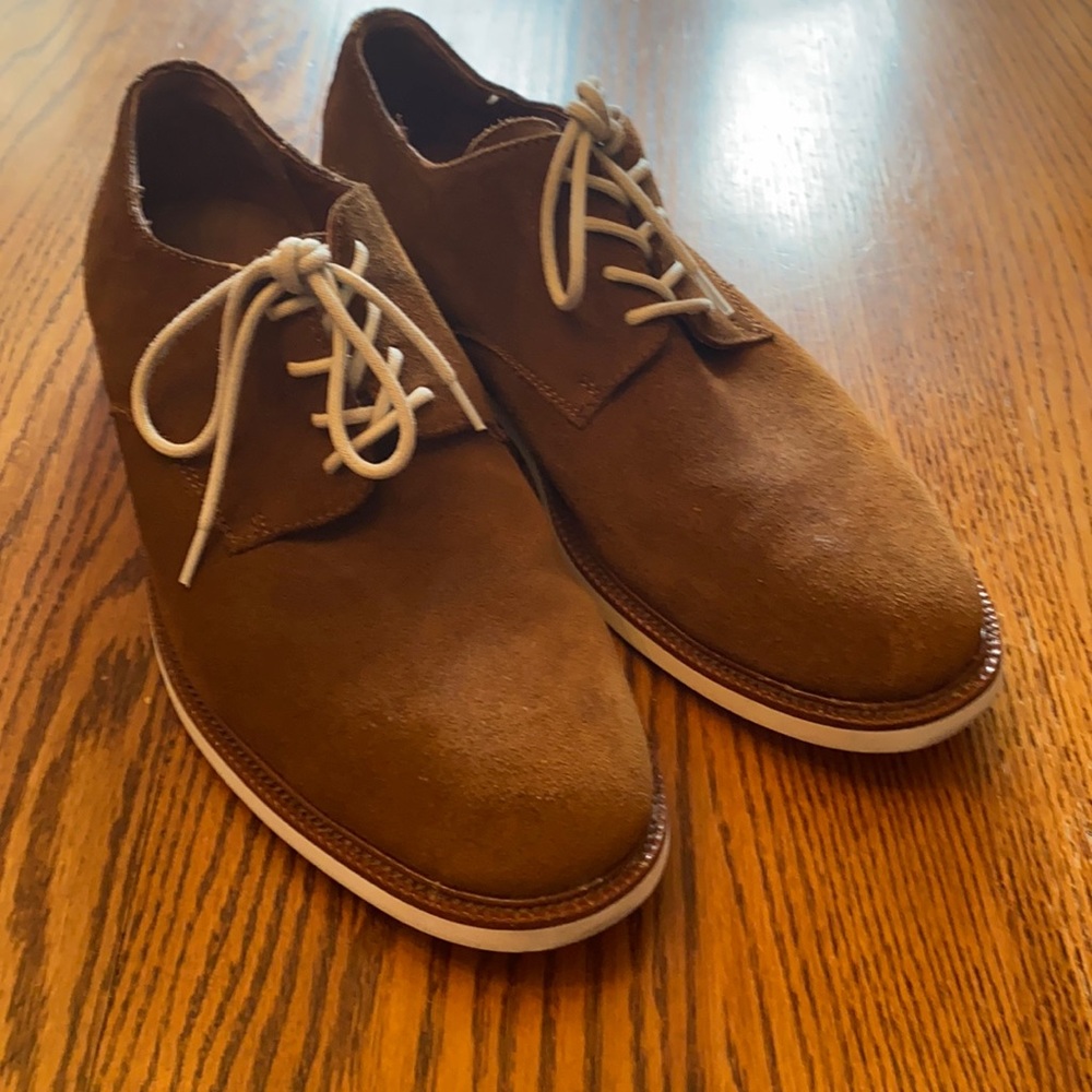 Polo ralph lauren brown and white leather dress shoes